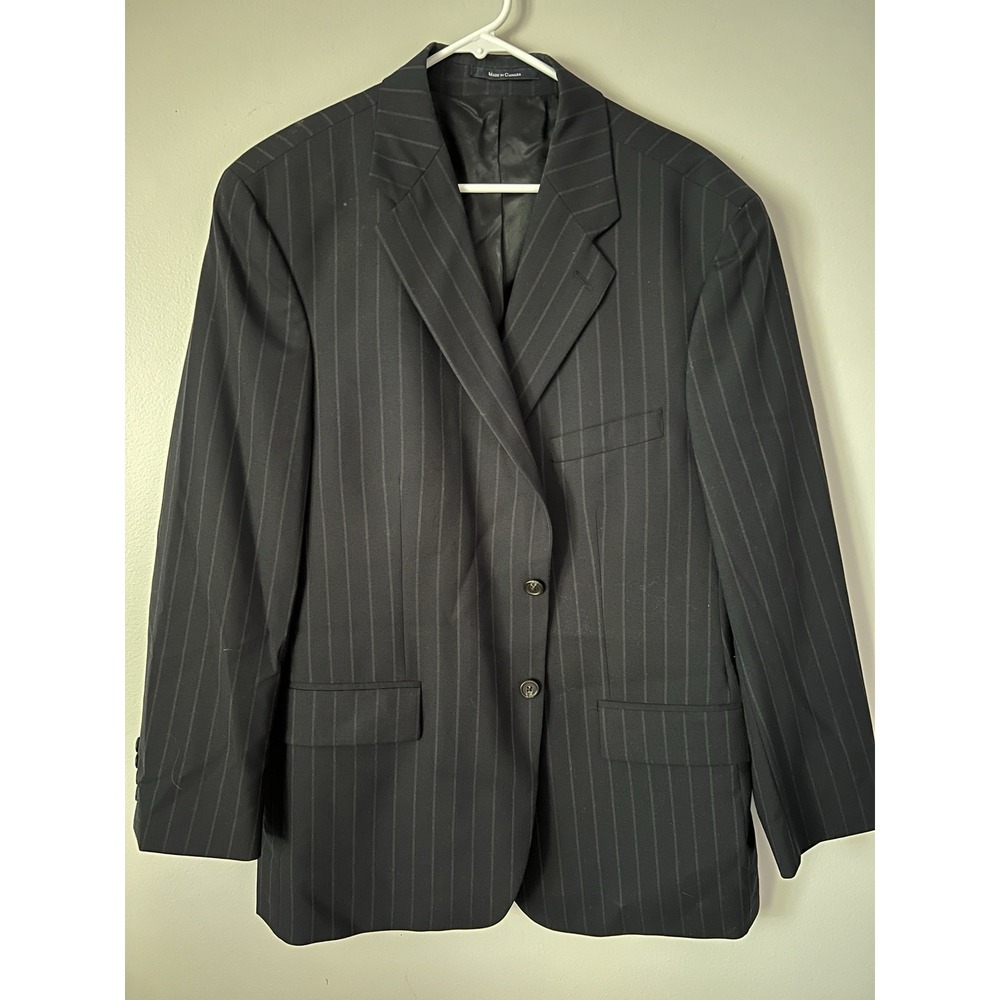 Mens Suit-CHAPS by RALPH LAUREN-dark gray pinstriped wool 2-button-44R 38x31
